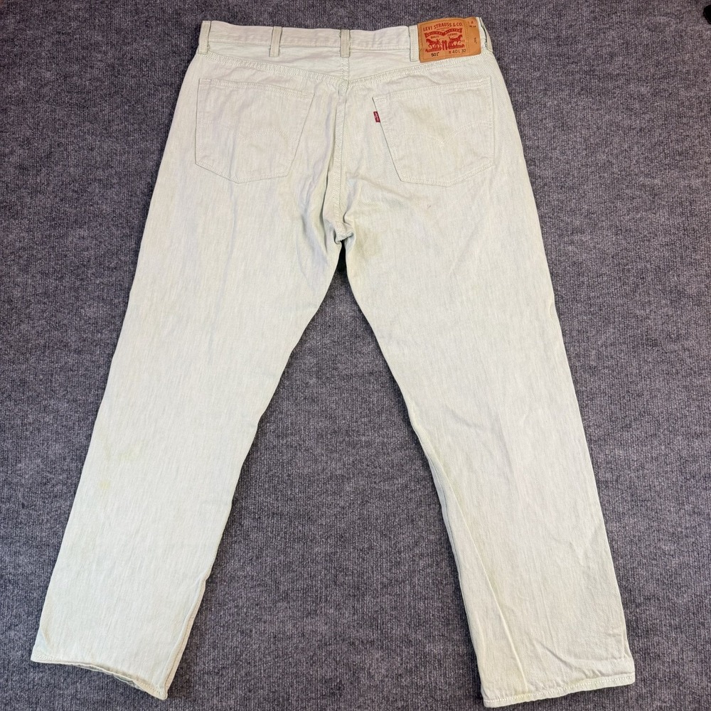 Levis 501 Jeans Mens 40x32 Mint Green Straight Leg Button Fly Denim (38x32)